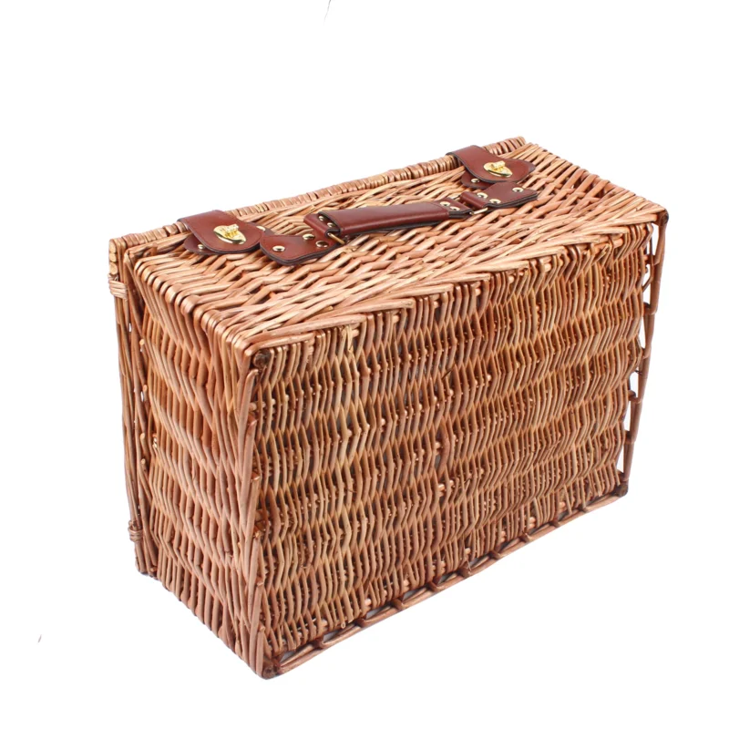 Large Natural Wicker Picnic Basket with Complete Utensil Set for 4 Person Outdoor Dining - Image 4