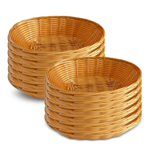 Oval Wicker Bread Basket Set for Food Serving, Storage and Kitchen Organization