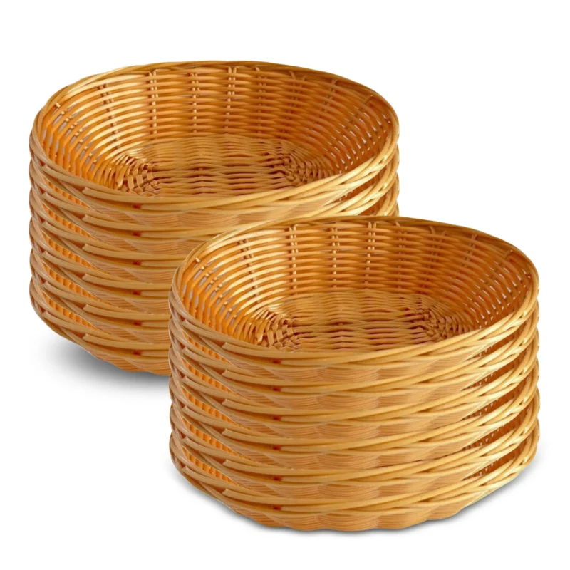 Oval Wicker Bread Basket Set for Food Serving, Storage and Kitchen Organization