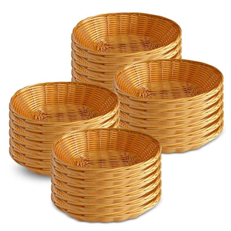 Oval Wicker Bread Basket Set for Food Serving, Storage and Kitchen Organization - Image 7