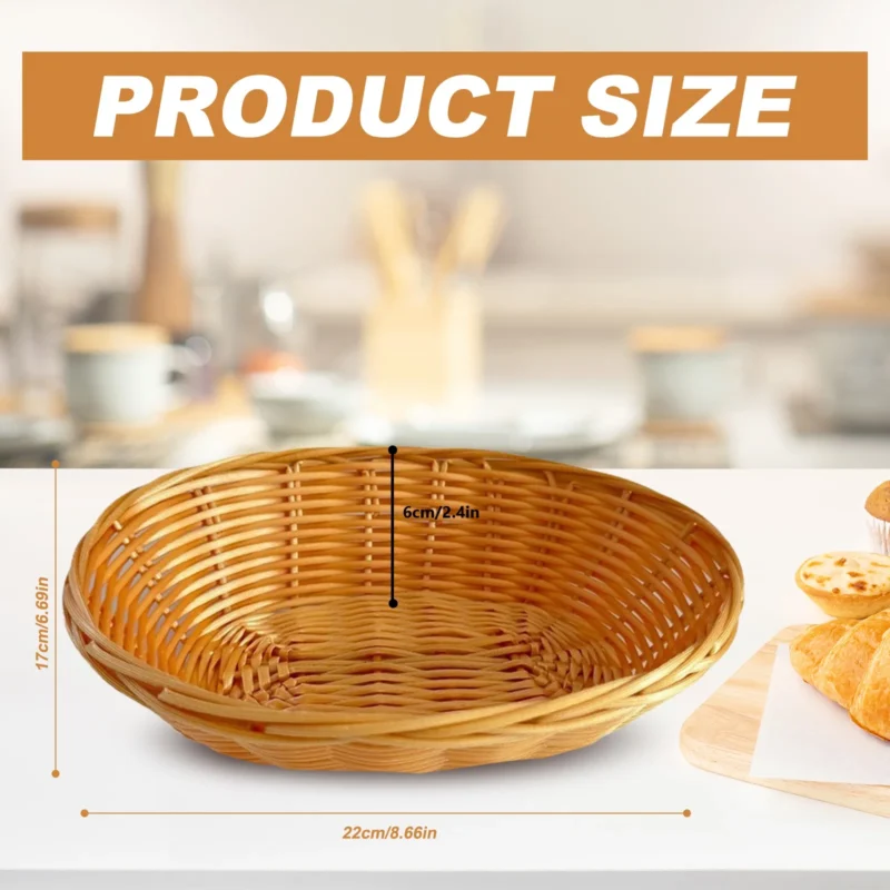 Oval Wicker Bread Basket Set for Food Serving, Storage and Kitchen Organization - Image 2