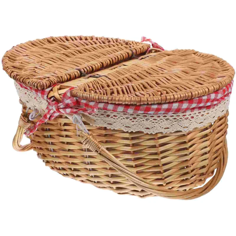 Small Seagrass Wicker Storage Basket with Lid for Rustic Home Organization - Image 6