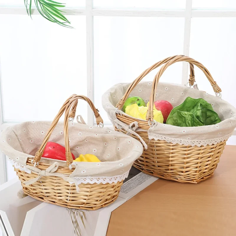Handcrafted Willow Wicker Flower Basket with Handle for Wedding Ceremonies and Home Decor - Image 2