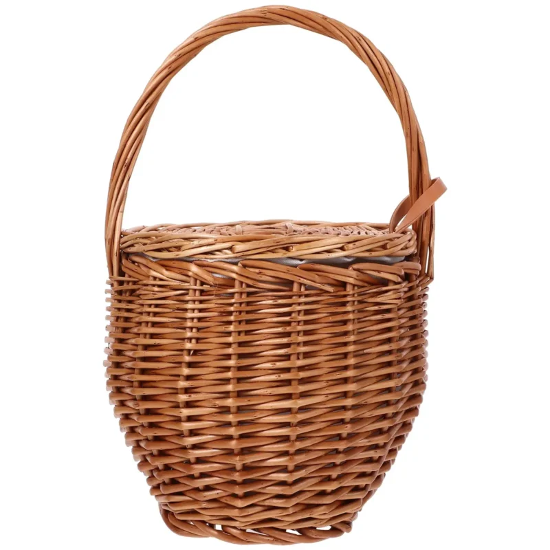 Handcrafted Wicker Flower Basket with Handle for Picnic Gatherings and Floral Arrangements 20.5cm - Image 7
