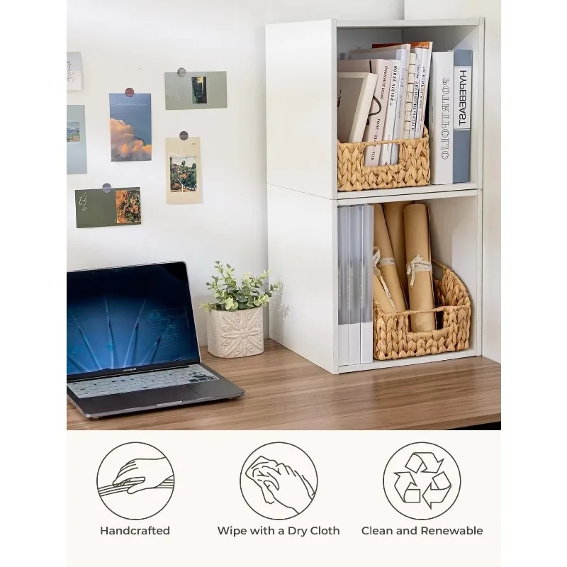 Stylish entryway corner organization with water hyacinth baskets