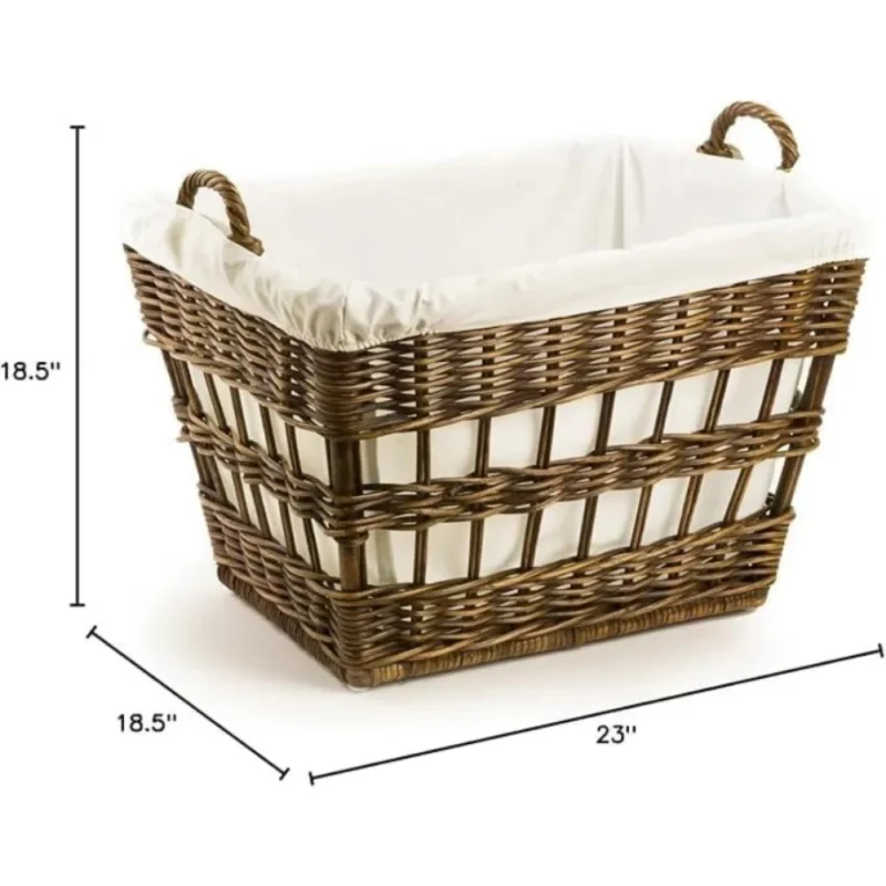 Large Round Rattan Laundry Basket with Removable Handle for Home Organization and Storage - Image 4