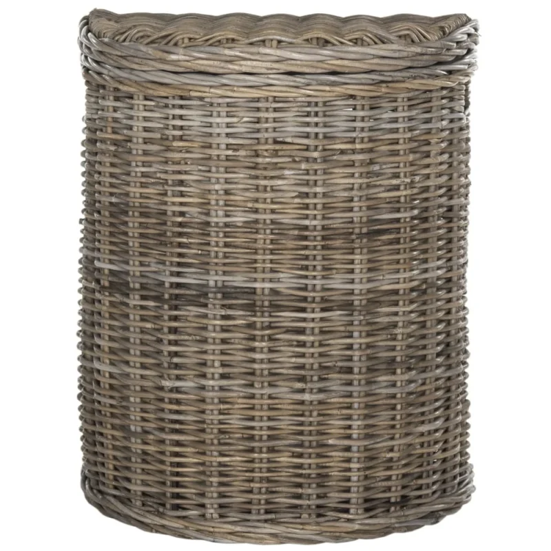Nautical Wicker Laundry Hamper with Lid and Cotton Liner for Bathroom Storage Organization - Image 4