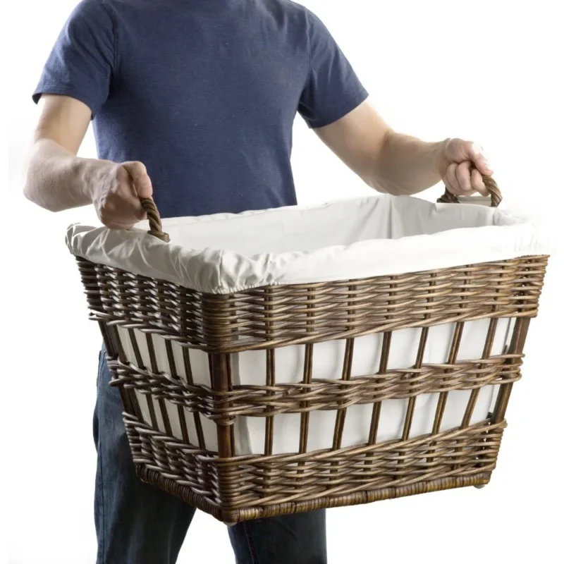 Large Round Rattan Laundry Basket with Removable Handle for Home Organization and Storage - Image 2