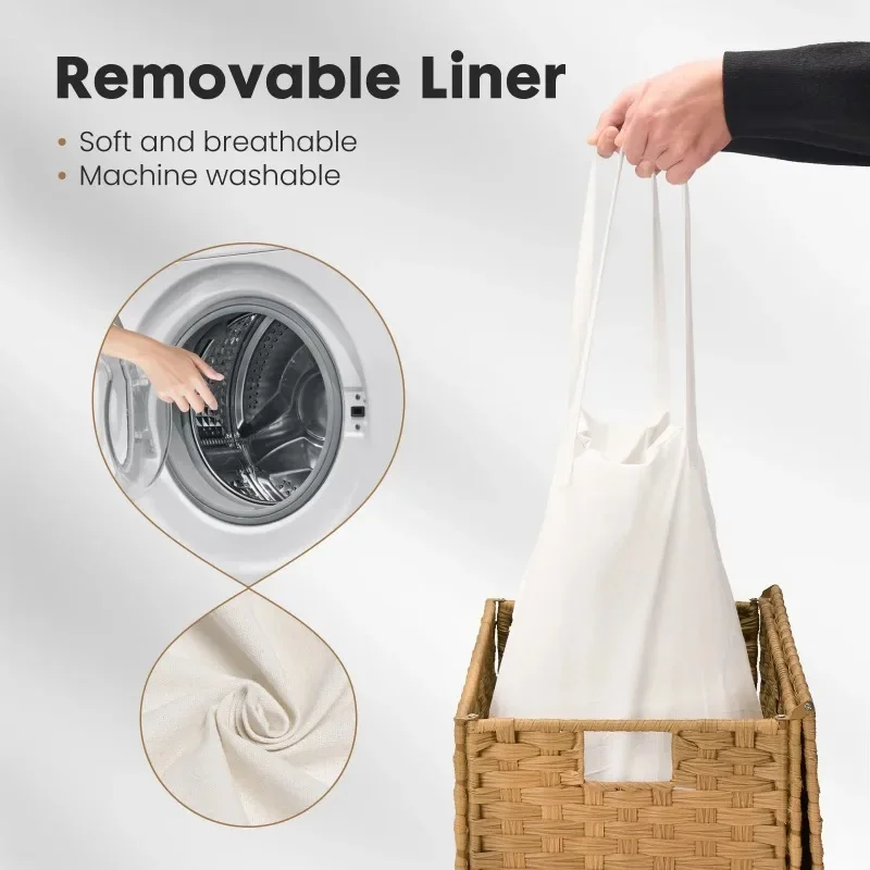 Designer tall basket with elegant weaving pattern for stylish home organization