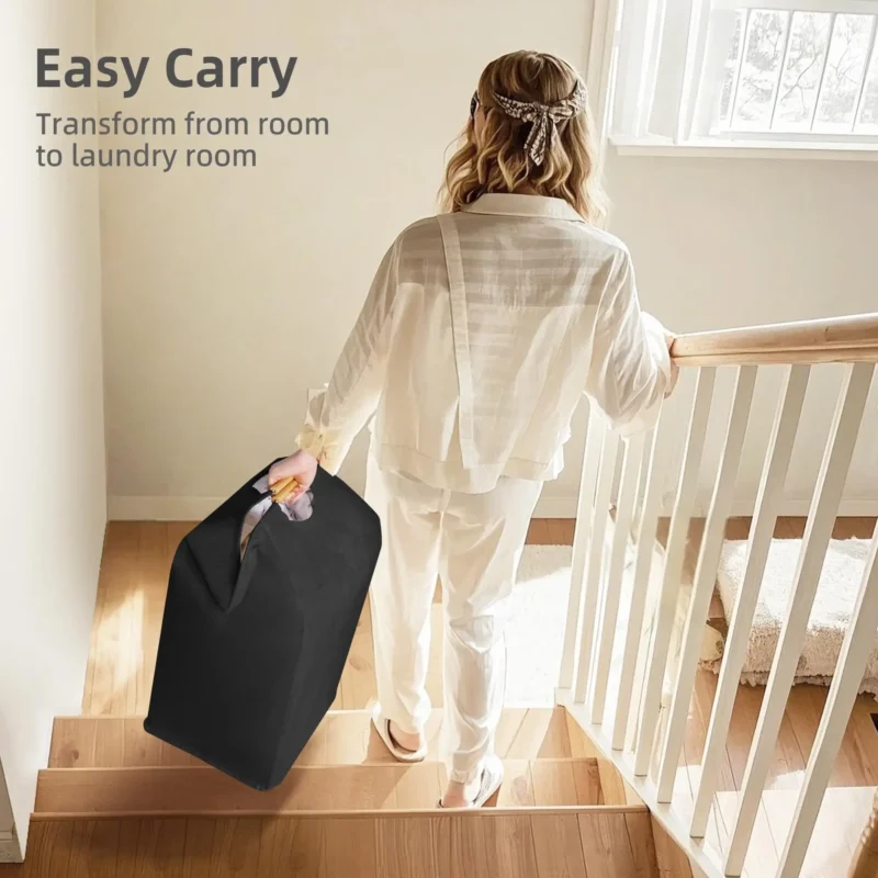 Foldable Oxford Cloth Laundry Basket with Handle for Home Storage Organization - Image 4