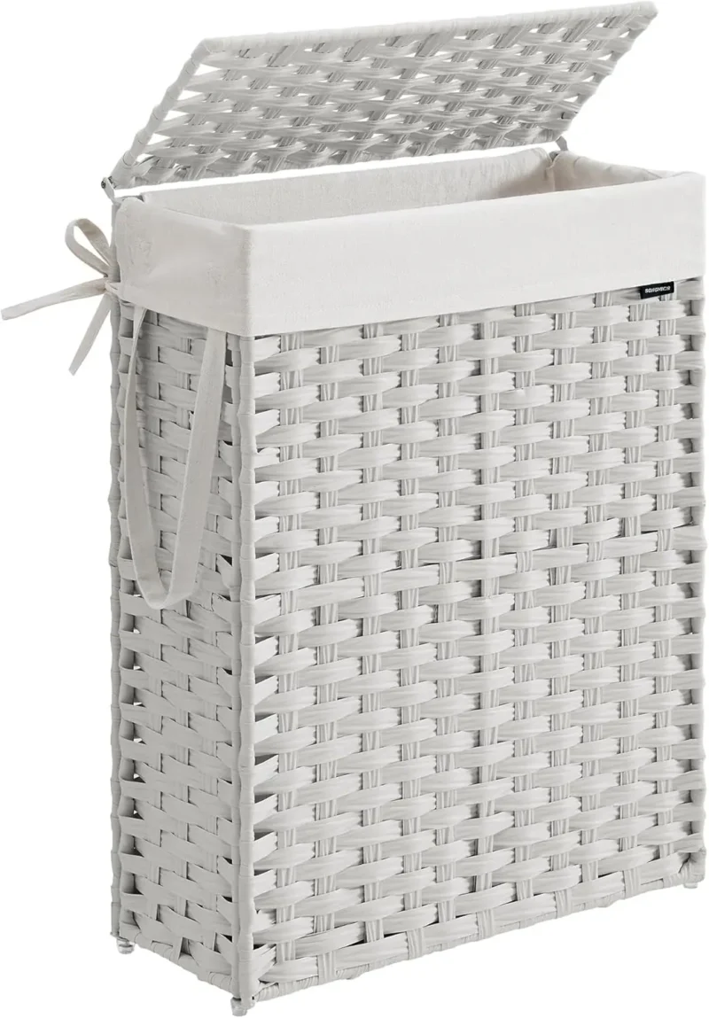 Large Synthetic Rattan Laundry Hamper with Lid and Handles for Bathroom Organization - Image 8