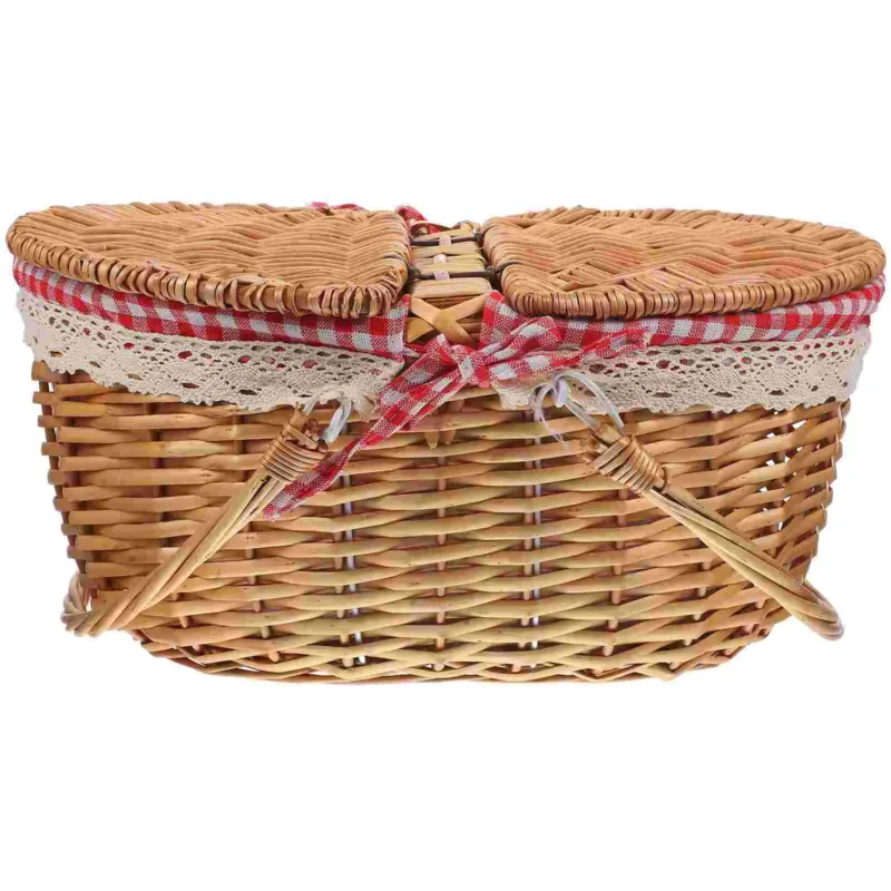 Small Seagrass Wicker Storage Basket with Lid for Rustic Home Organization - Image 5