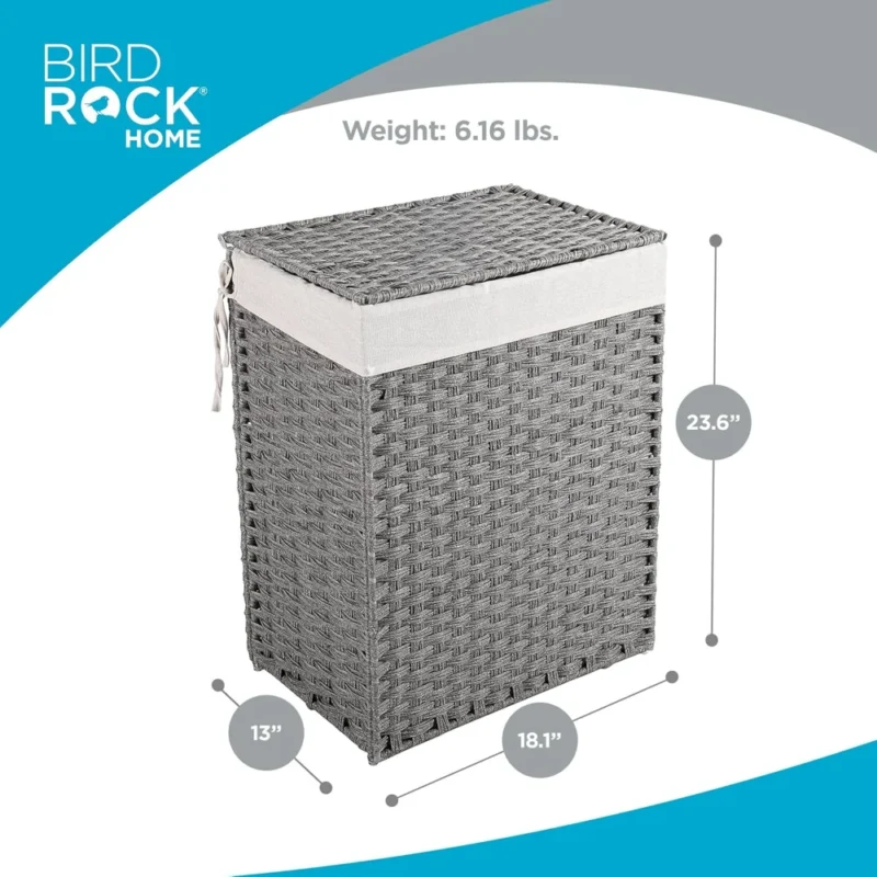 Large Handwoven Rattan Laundry Hamper with Lid and Removable Liner for Bedroom and Bathroom Storage - Image 2