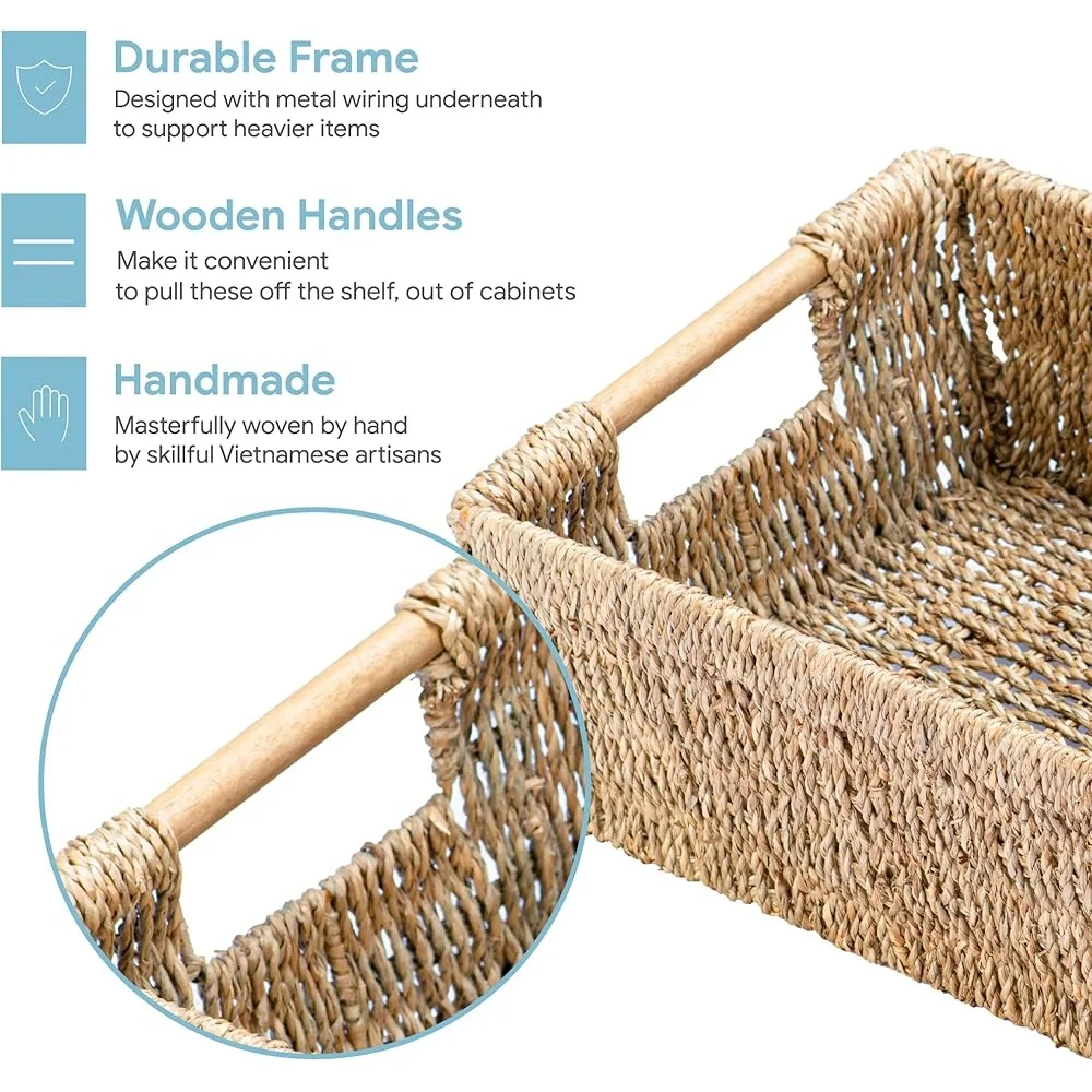 Various finished wicker baskets showing round and rectangular styles