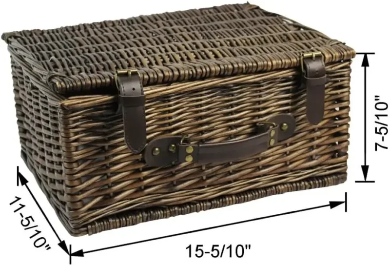 Handcrafted Wicker Picnic Basket for 2 with Waterproof Blanket and Sand-Proof Mat - Image 5