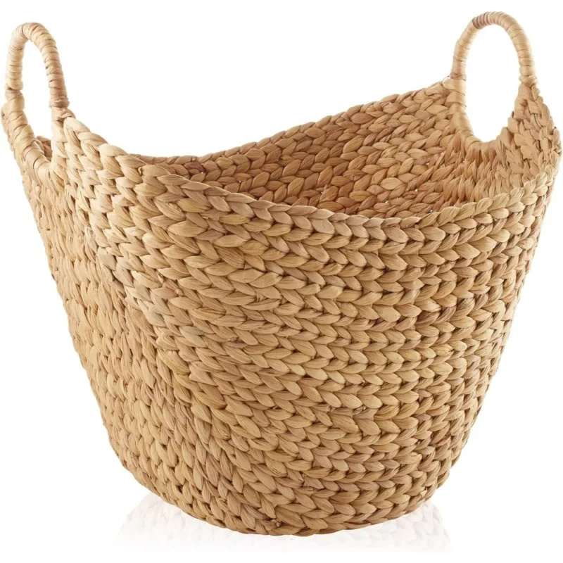 Large Water Hyacinth Laundry Basket with Handles for Home Organization and Storage - Image 2