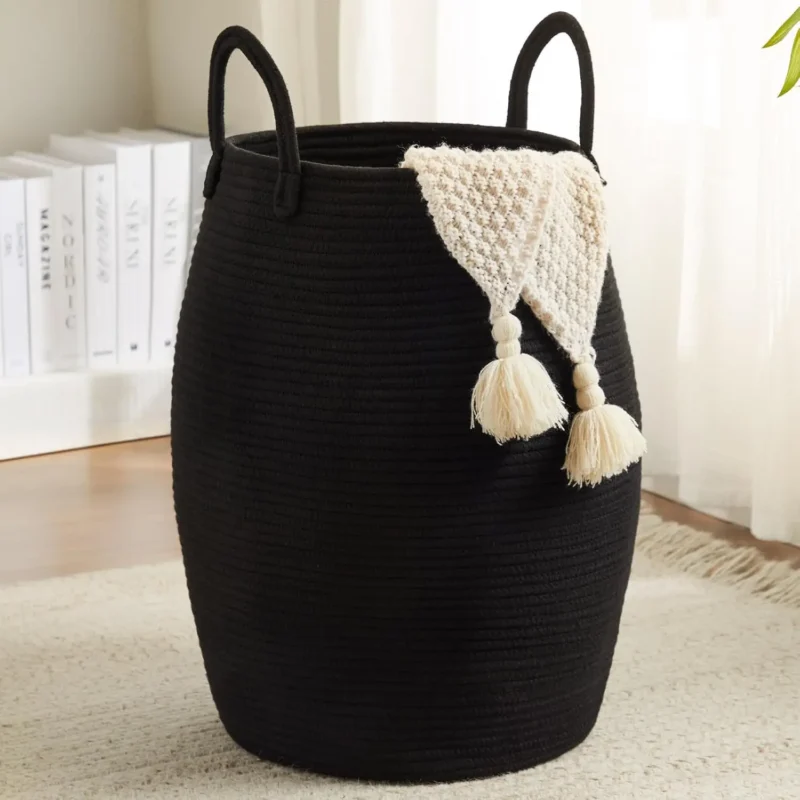 Extra Large 105L Woven Laundry Hamper with Handles for Clothes, Blankets and Toys Storage - Image 9