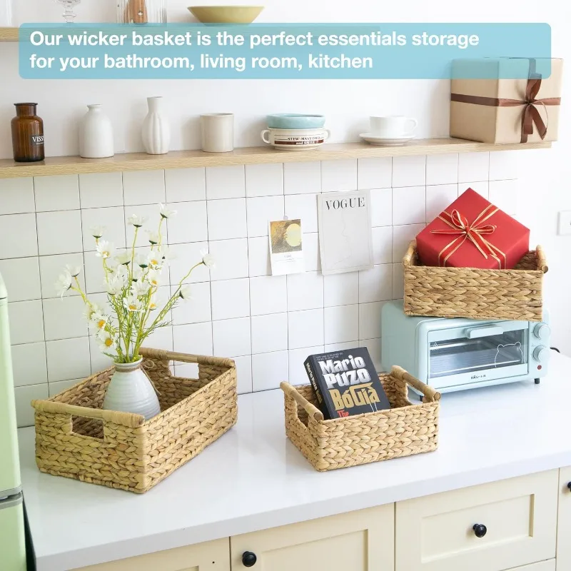 Beautiful handwoven basket with decorative border and natural finish