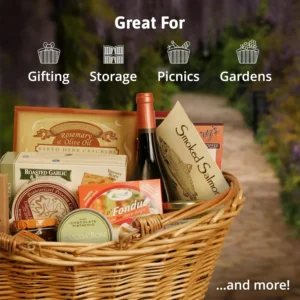 Small Natural Wicker Storage Basket with Handles for Home Organization