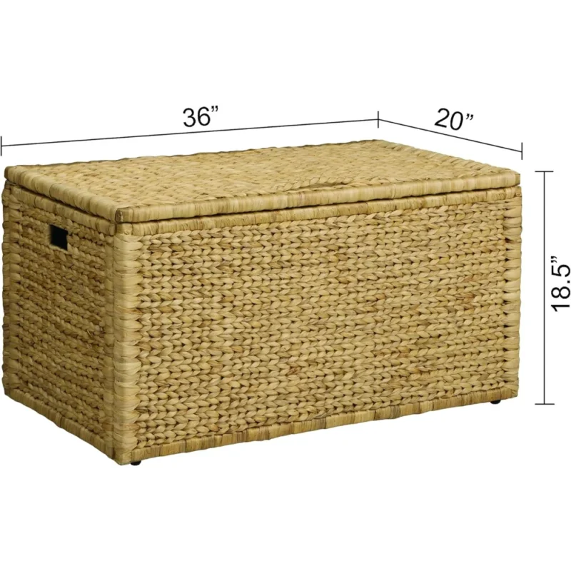 Large Natural Water Hyacinth Storage Trunk with Metal Frame for Home Organization - Image 5