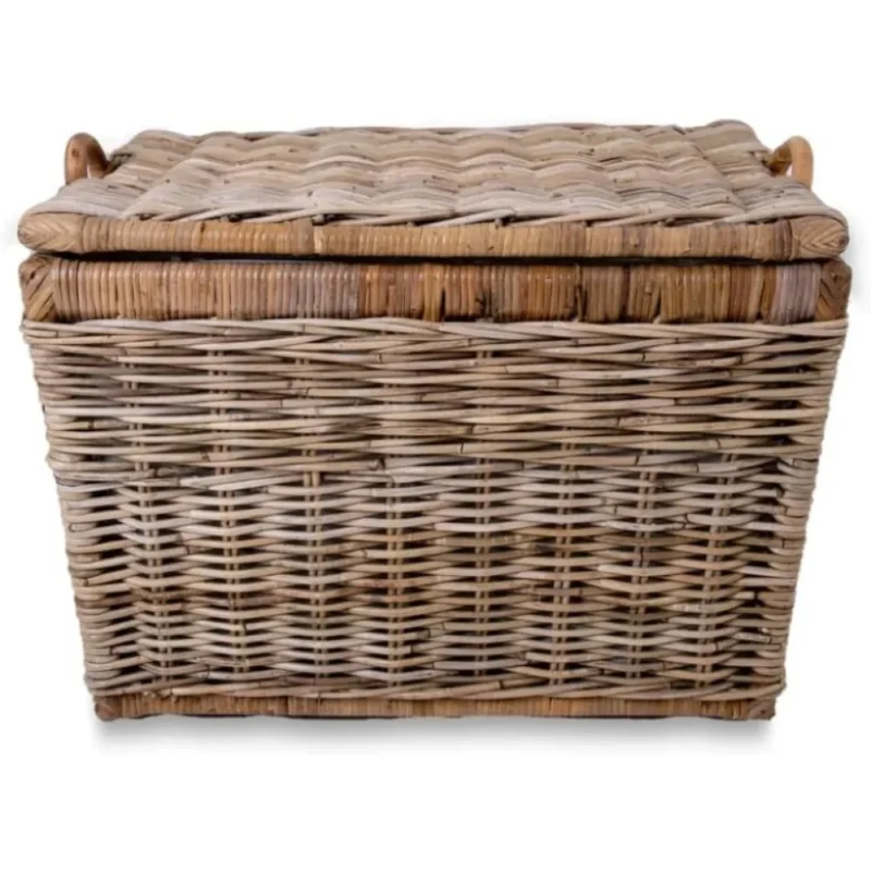 Rectangular Natural Rattan Storage Basket with Lift-Off Lid for Home Organization - Image 4
