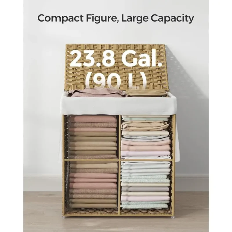 Large Synthetic Rattan Laundry Hamper with Lid and Handles for Modern Home Organization - Image 6