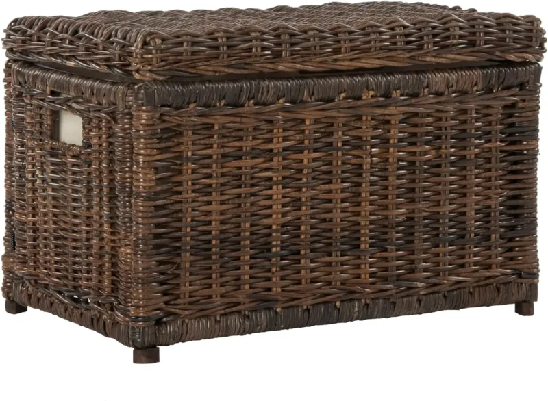 Large 30-Inch Gray Rattan Storage Trunk with Collapsible Design for Home Office and Living Room - Image 7