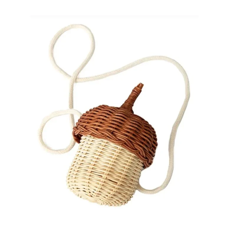 Handcrafted Mushroom Rattan Picnic Basket with Handle for Kids Outdoor Activities and Toy Storage - Image 7