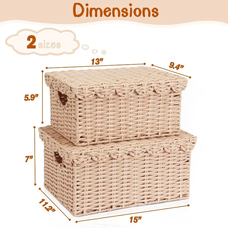 Elegant wicker storage basket with lid for minimalist living room organization