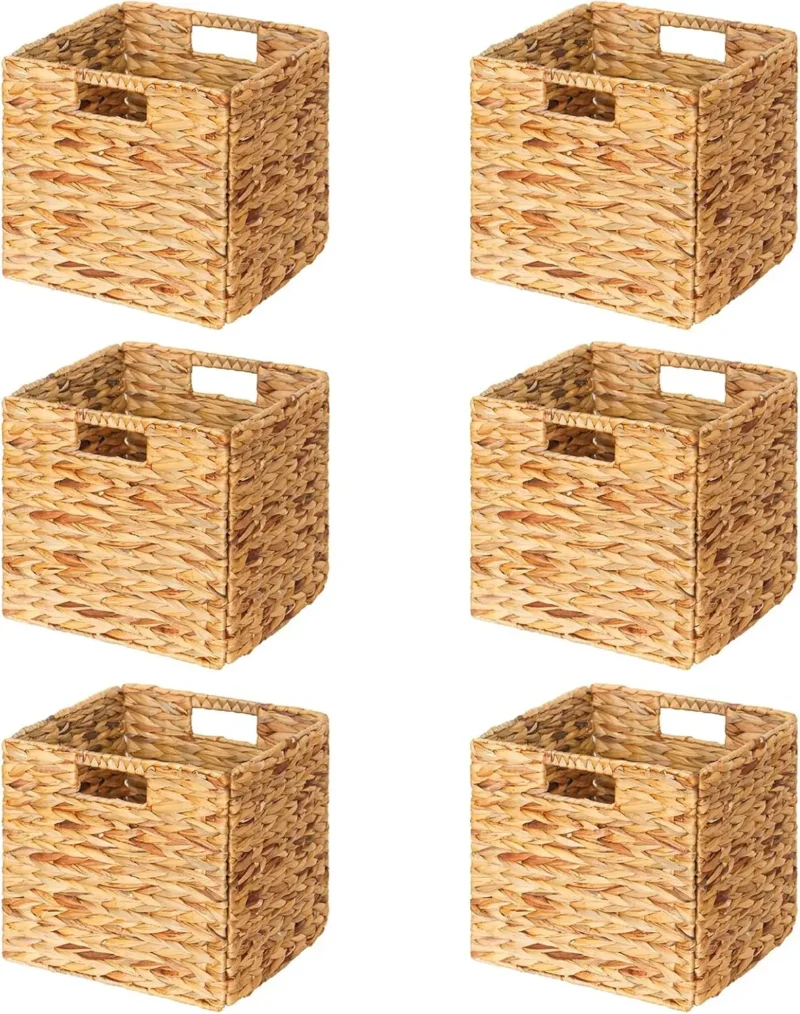 Large Water Hyacinth Woven Storage Basket with Handles for Home Organization and Shelf Storage - Image 10