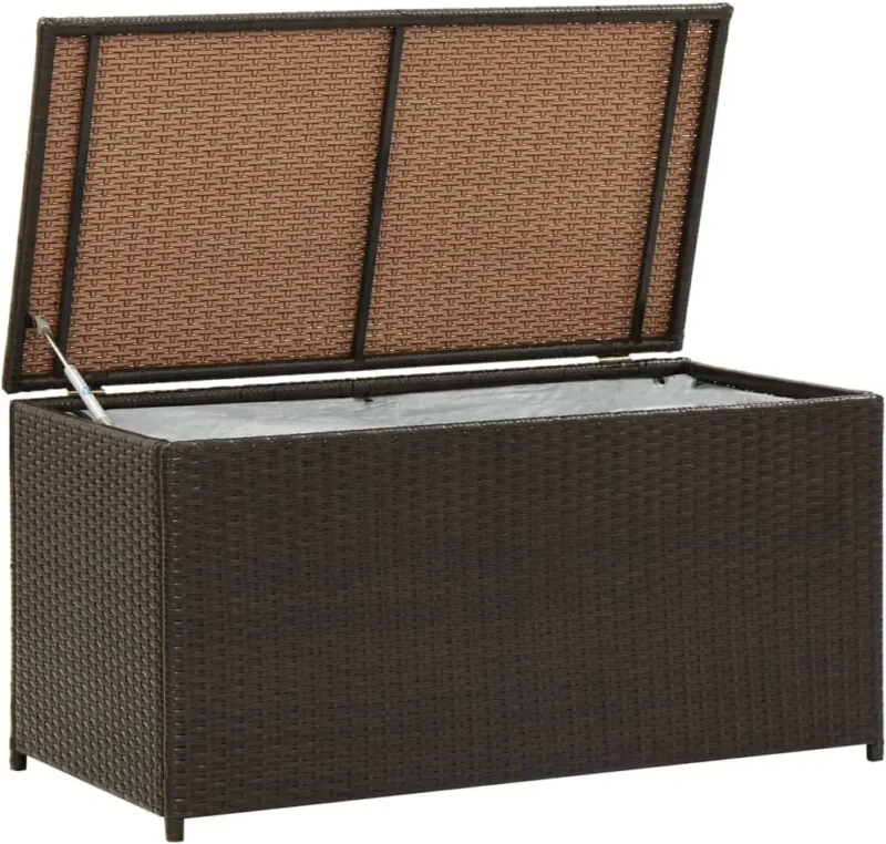 Large Wicker Deck Storage Box with Weather-Resistant Frame for Patio Furniture Cushions and Outdoor Organization - Image 8