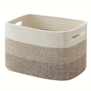 Large Bohemian Cotton Rope Storage Basket with Handles for Home Organization and Toy Storage