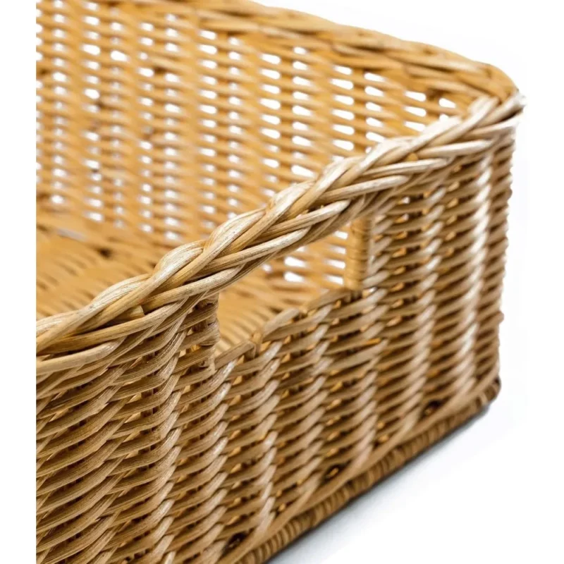 Extra Large Rectangular Wicker Storage Basket with Handles for Under Bed Organization - Image 2