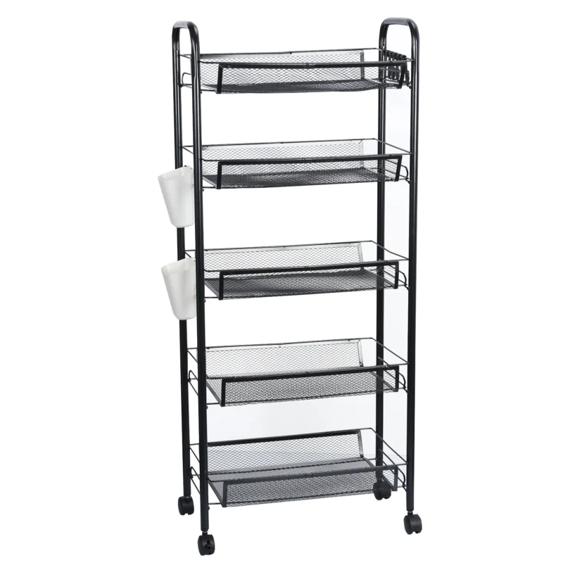5-Tier Stackable Metal Mesh Storage Basket with Wheels for Fruit and Vegetable Organization - Image 8