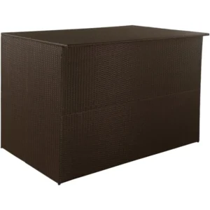 Large Wicker Deck Storage Box with Weather-Resistant Frame for Patio Furniture Cushions and Outdoor Organization