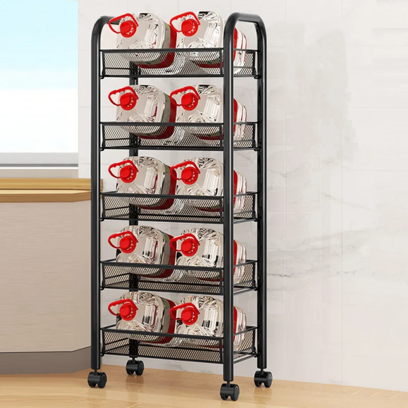 5-Tier Stackable Metal Mesh Storage Basket with Wheels for Fruit and Vegetable Organization - Image 5