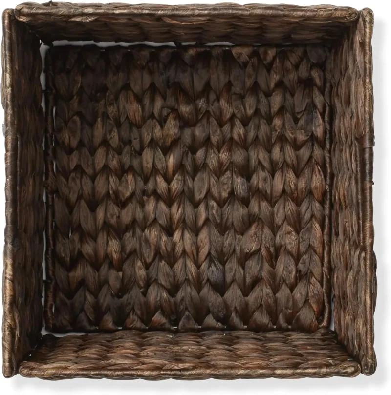 Espresso Water Hyacinth Storage Cube Baskets with Collapsible Design for Home Organization - Image 5