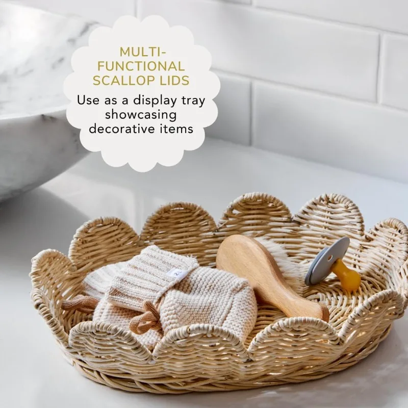 Small wicker baskets with lids for efficient drawer and cabinet organization