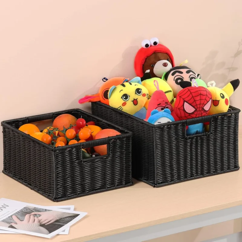 Large Woven Storage Basket with Dual Handles for Home Organization and Decluttering - Image 2