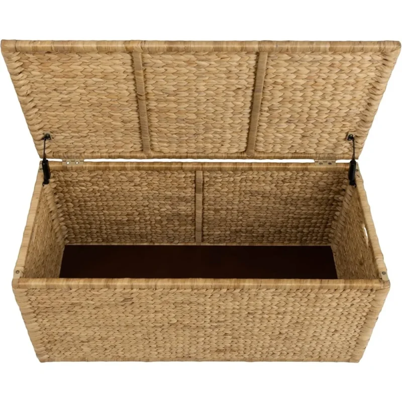 Large Natural Water Hyacinth Storage Trunk with Metal Frame for Home Organization - Image 4
