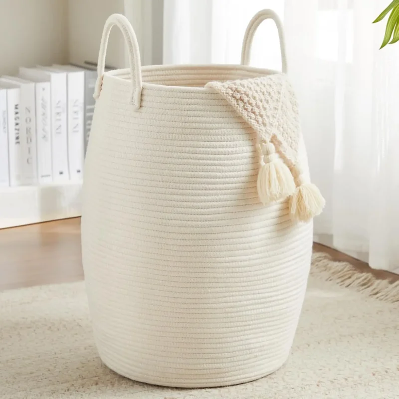 Extra Large 105L Woven Laundry Hamper with Handles for Clothes, Blankets and Toys Storage - Image 11
