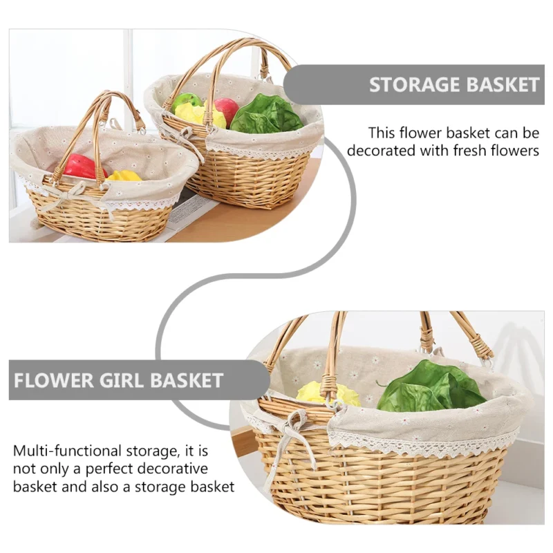 Natural Handwoven Wicker Storage Basket with Handles for Home Organization and Picnics - Image 5