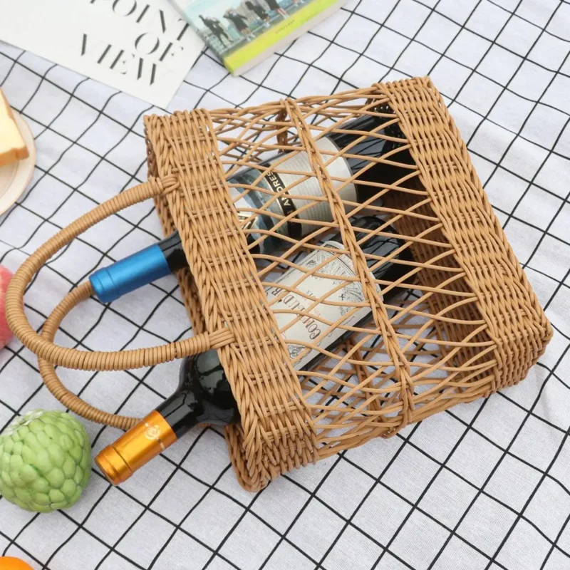Handcrafted Natural Rattan Picnic Basket with Handles for Outdoor Dining and Camping - Image 3