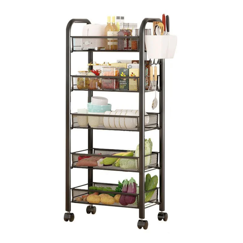 5-Tier Stackable Metal Mesh Storage Basket with Wheels for Fruit and Vegetable Organization - Image 2
