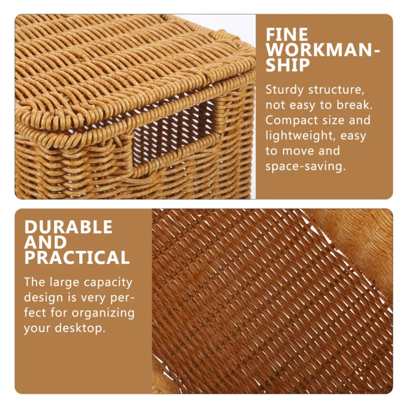 Large Natural Rattan Storage Basket with Lid for Home Organization and Clothing Storage - Image 4