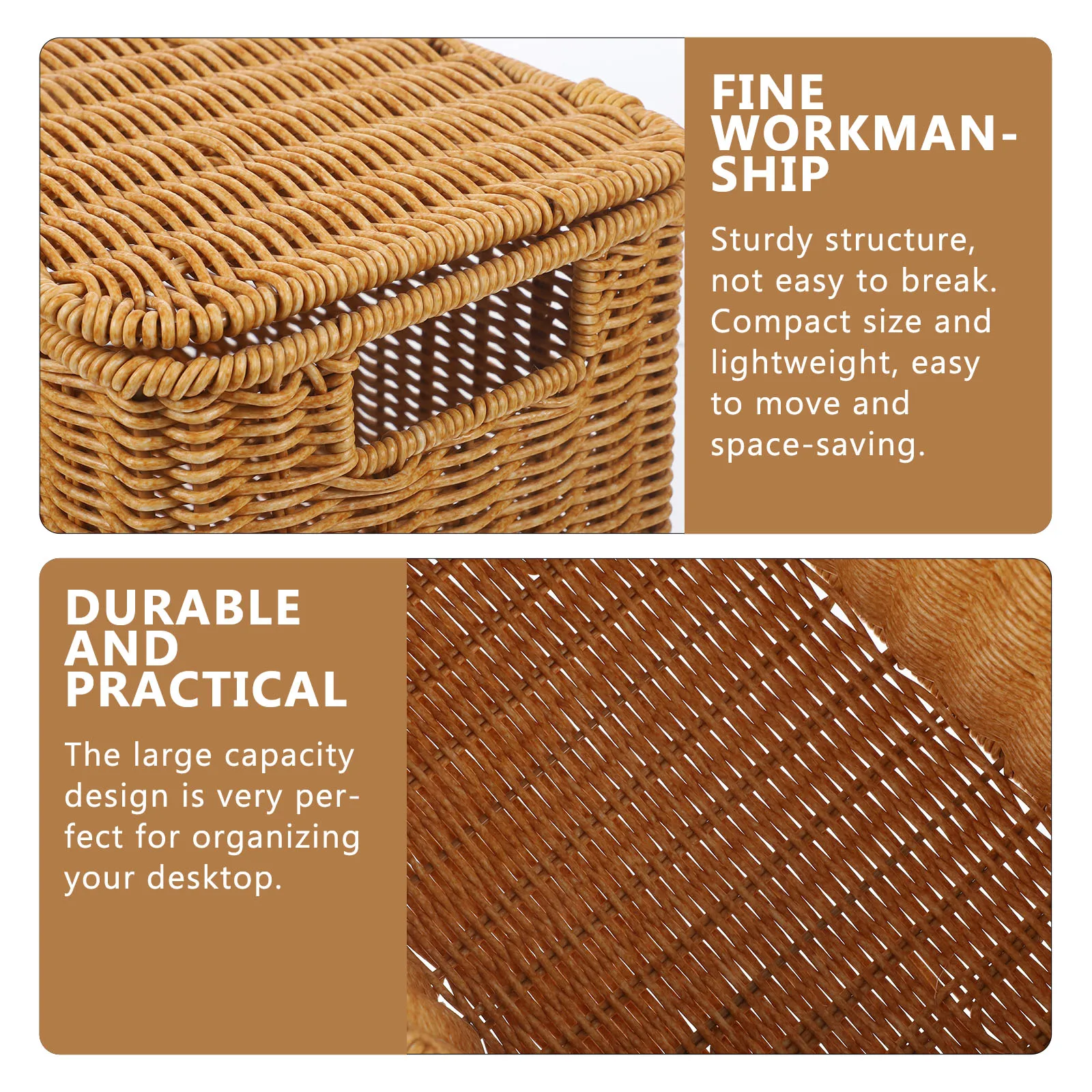 Multi-purpose tall baskets in natural materials for corner organization