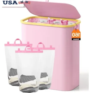 Extra Large 3-Compartment Wicker Laundry Hamper with Lid and Labels for Home Organization Storage