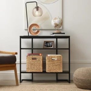 Handwoven Water Hyacinth Storage Basket Set with 6 Collapsible Cubes for Home Organization and Bathroom Storage