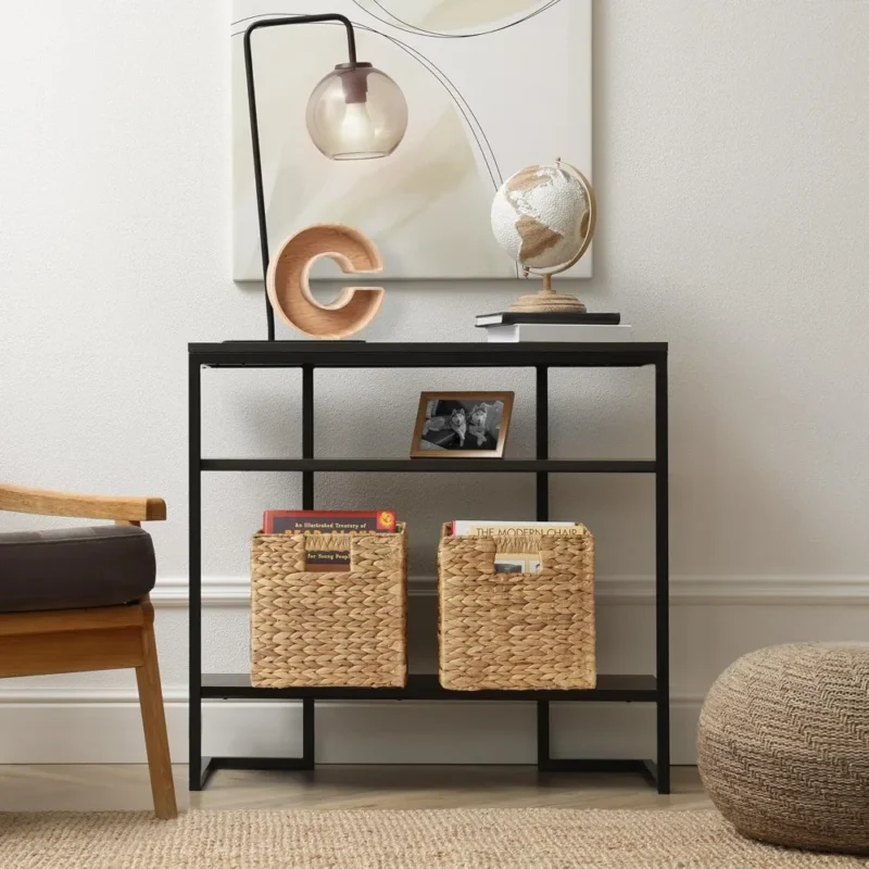 Handwoven Water Hyacinth Storage Basket Set with 6 Collapsible Cubes for Home Organization and Bathroom Storage
