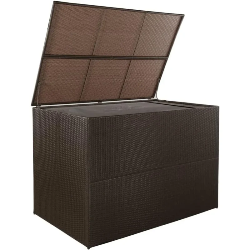 Large Wicker Deck Storage Box with Weather-Resistant Frame for Patio Furniture Cushions and Outdoor Organization - Image 2